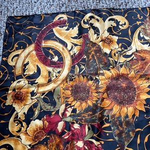 Beautiful silky square scarf with lovely sunflowers.